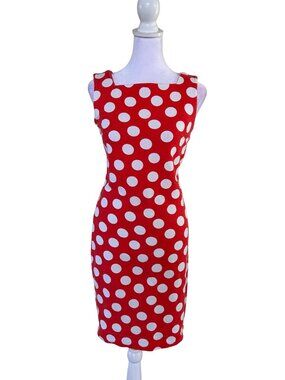 Retro Vintage Orange Polka Dot Square-Neck Mini Dress